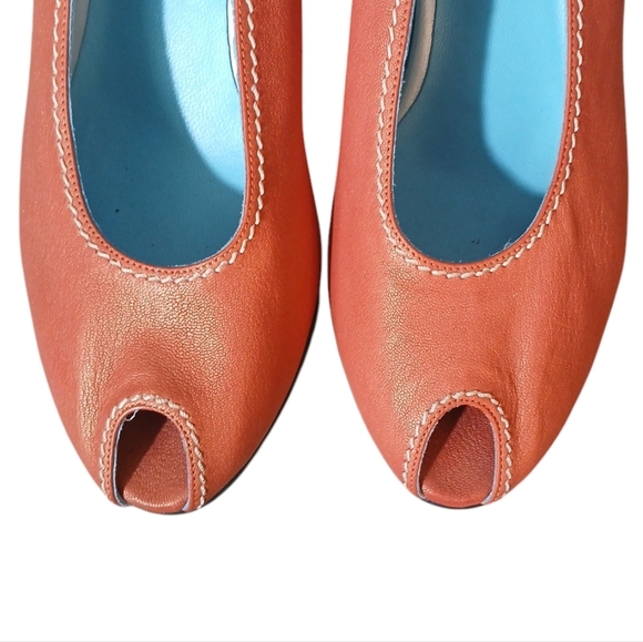 Thierry Rabotin Leather Pumps Orange/Red Heels size 7 - Picture 4 of 12